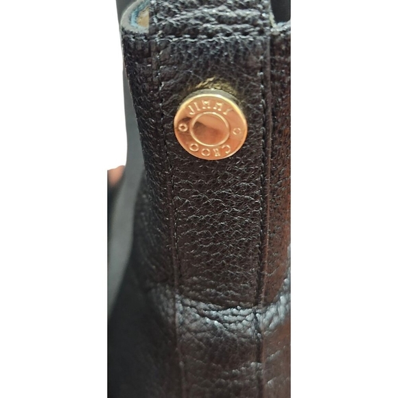 Jimmy Choo Black Leather Chelsea Ankle Boots US10/EU41 Gold Heel Accent Slip-On - Picture 8 of 13